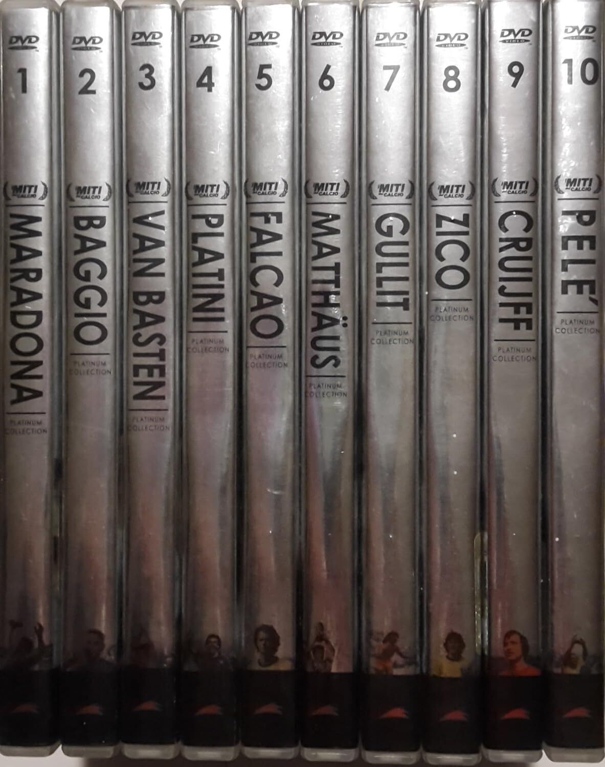 TeknoFilm - 10 DVD + Book (Opera completa) Senza cofanetto – I MITI DEL CALCIO Platinum Collection (2005) - GAZZETTA DELLO SPORT