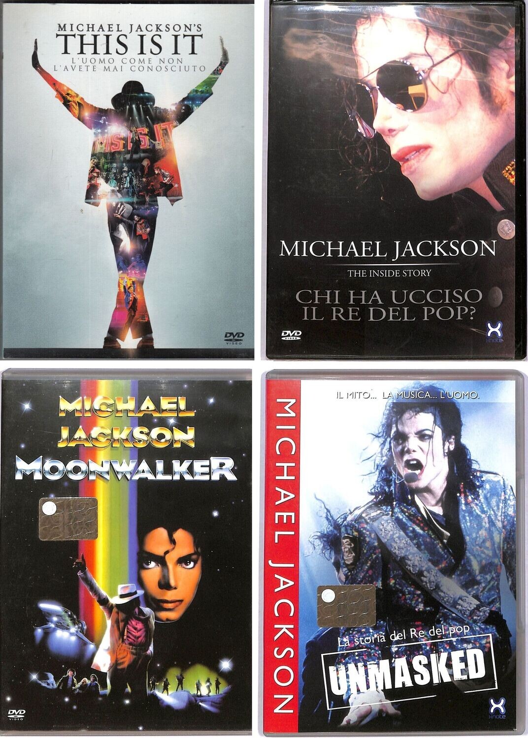 TeknoFilm - 4 DVD – Michael Jackson collection: THIS IS IT - CHI HA UCCISO IL RE DEL POP - MOONWALKER - UNMASKED