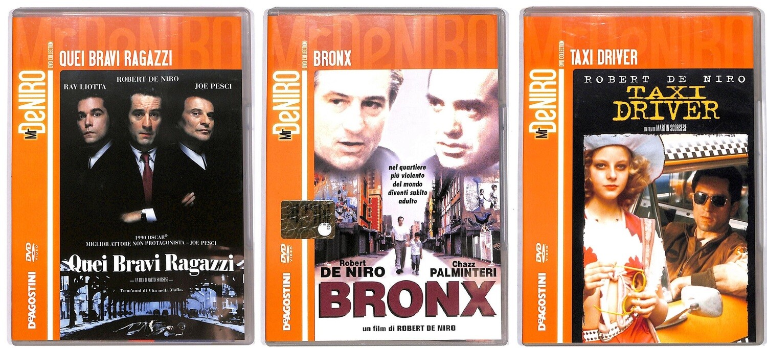 TeknoFilm -  3 DVD - Pacchetto: Edizione speciale 3 Film di Robert De Niro QUEI BRAVI RAGAZZI - BRONX - TAXI DRIVER - DE AGOSTINI
