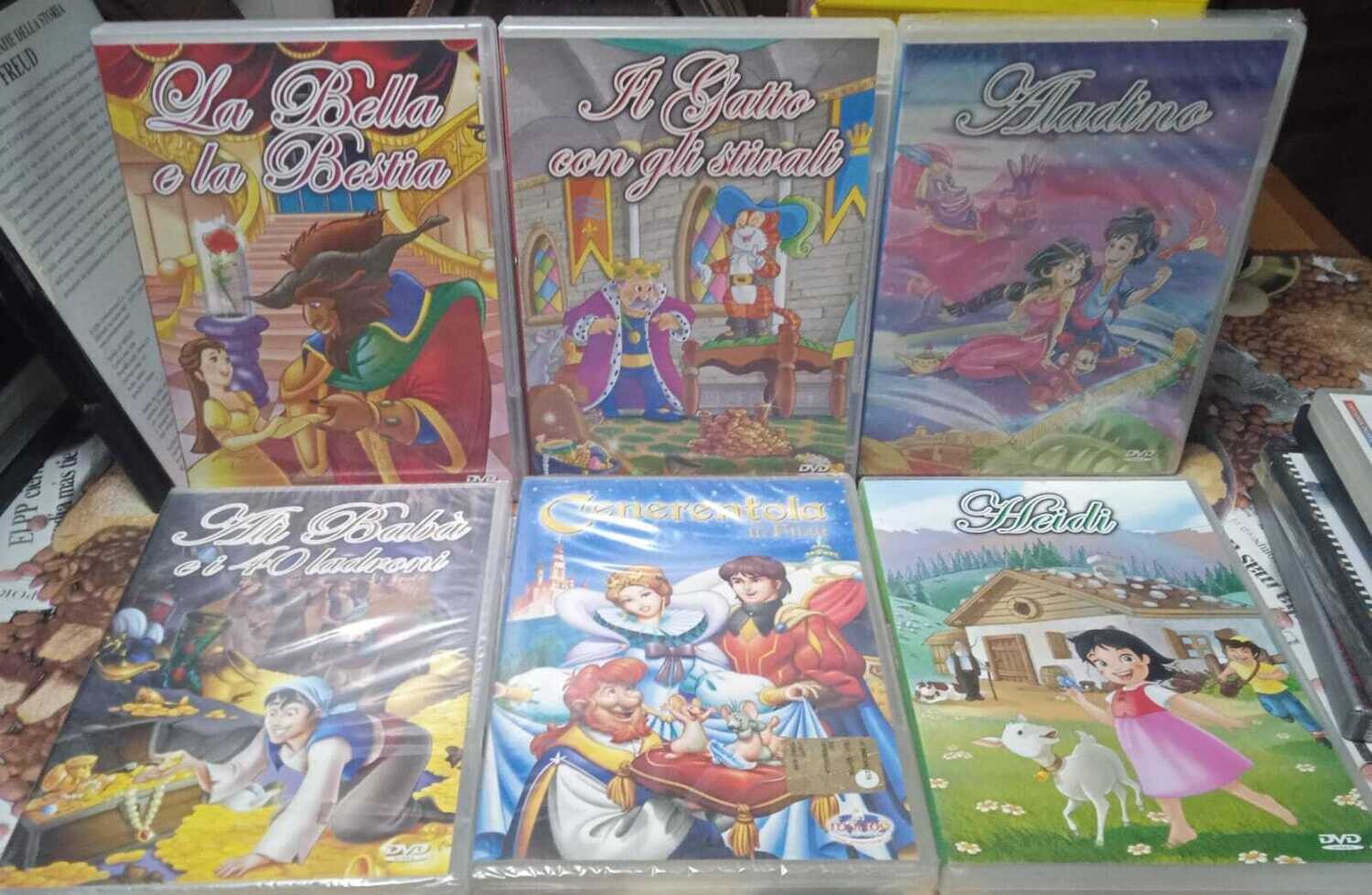 TeknoFilm - 6 DVD FIABE – La Bella e la bestia + Cenerentola + Ali Babà e i 40 ladroni + Heidi + Aladino + Il gatto con gli stivali - MHE