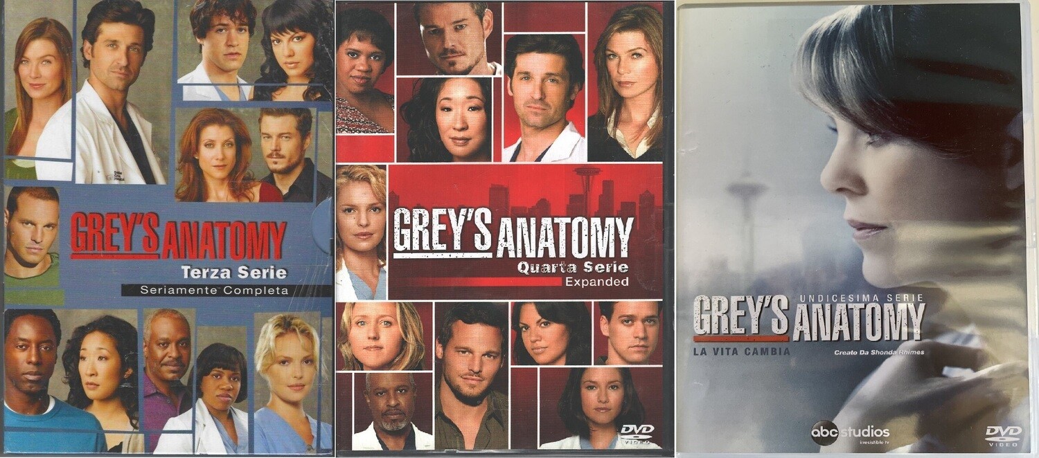 TeknoFilm – 3 Box 18 DVD – GREY'S ANATOMY Stagioni 3 - 4 - 11 (2006) - WALT DISNEY
