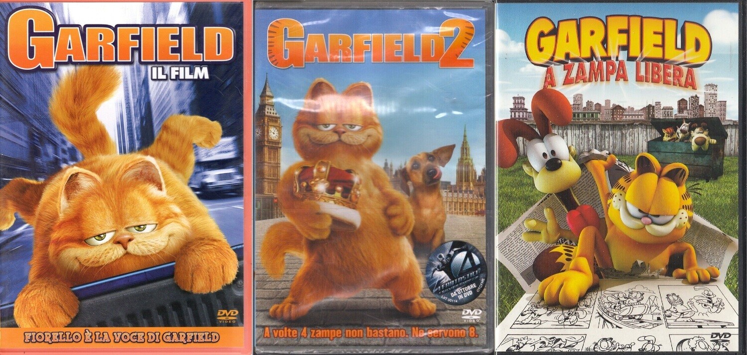 TeknoFilm - 3 DVD – GARFIELD + GARFIELD 2 + GARFIELD A ZAMPA LIBERA - ONE MOVIE