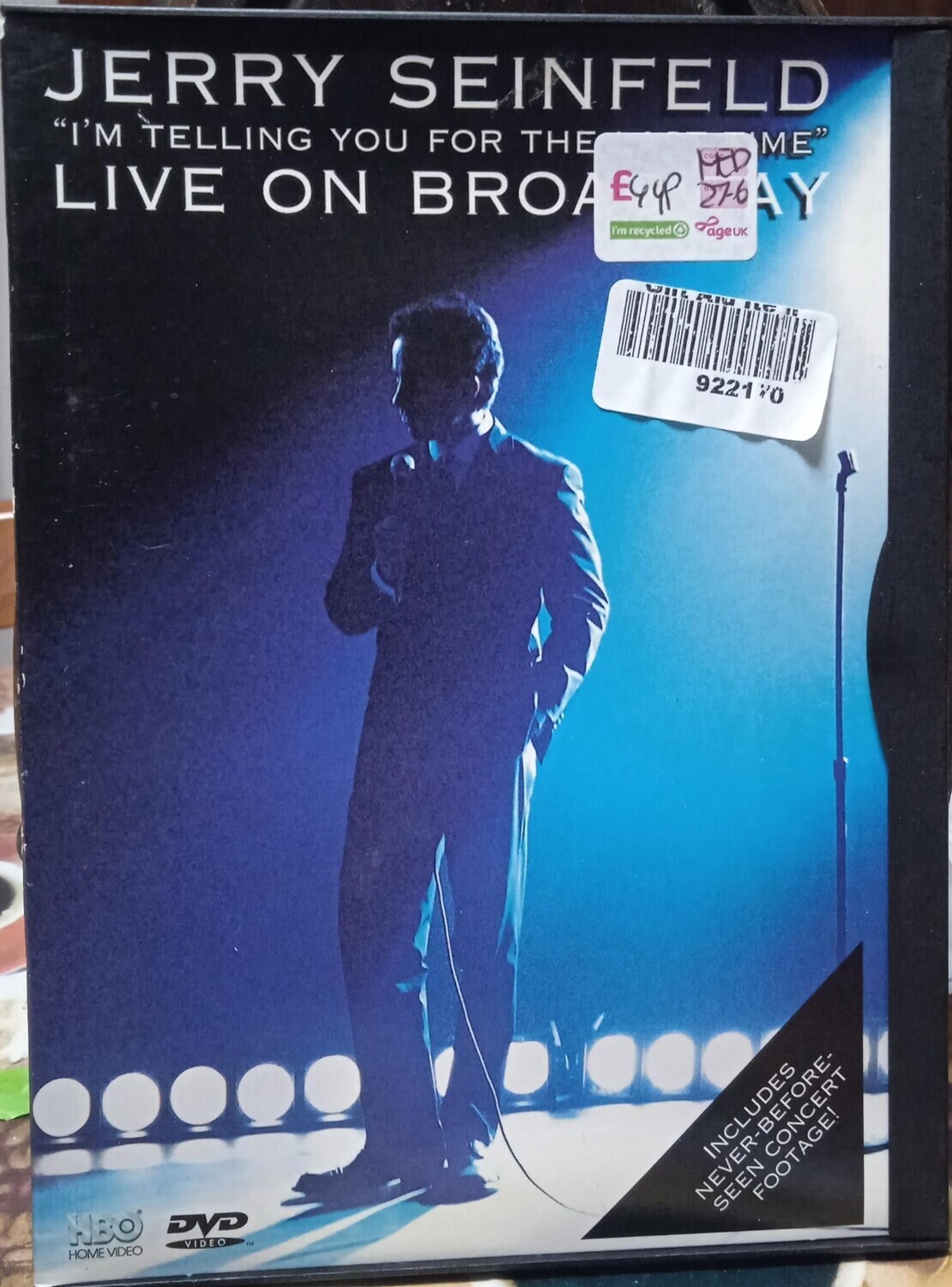 TeknoFilm - DVD (Snapper case) – JERRY SEINFELD - I'M TELLING YOU FOR THE LAST TIME - LIVE ON BROADWAY (1998) - HBO