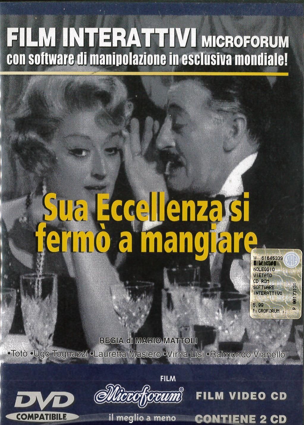 TeknoFilm - 2 CD -  SUA ECCELLENZA SI FERMO' A MANGIARE di Mario Mattoli (1961) - MICROFORUM