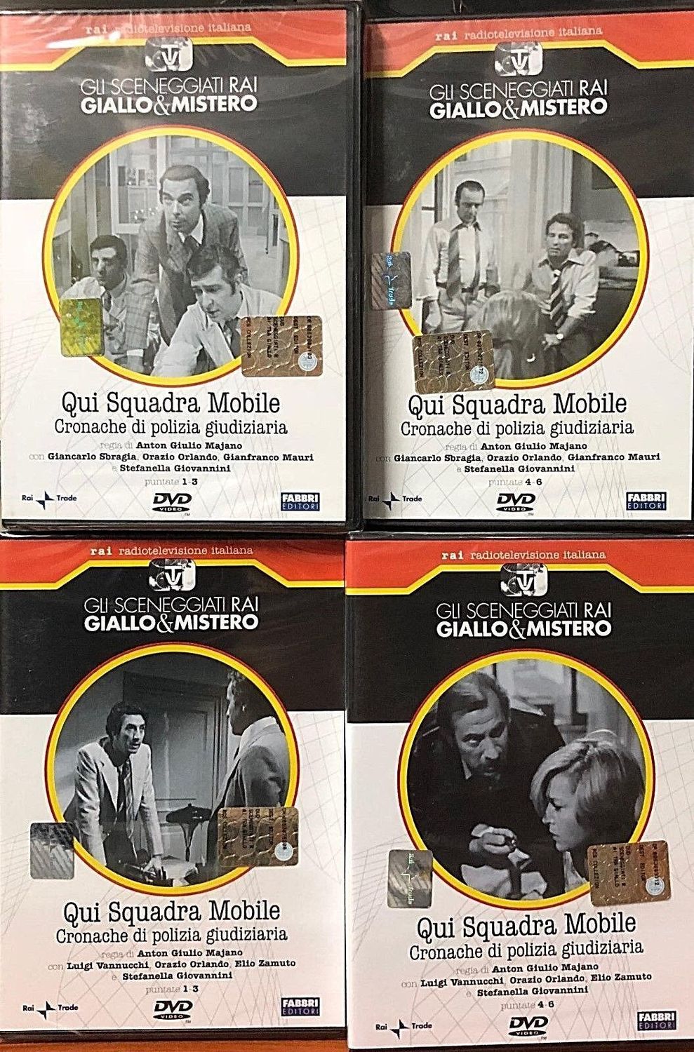 TeknoFilm - 4 DVD – Sceneggiati RAI - GIALLO & MISTERO - QUI SQUADRA MOBILE Stagione 1 e Stagione 2 di Anton Giulio Majano (1973) - FABBRI EDITORI