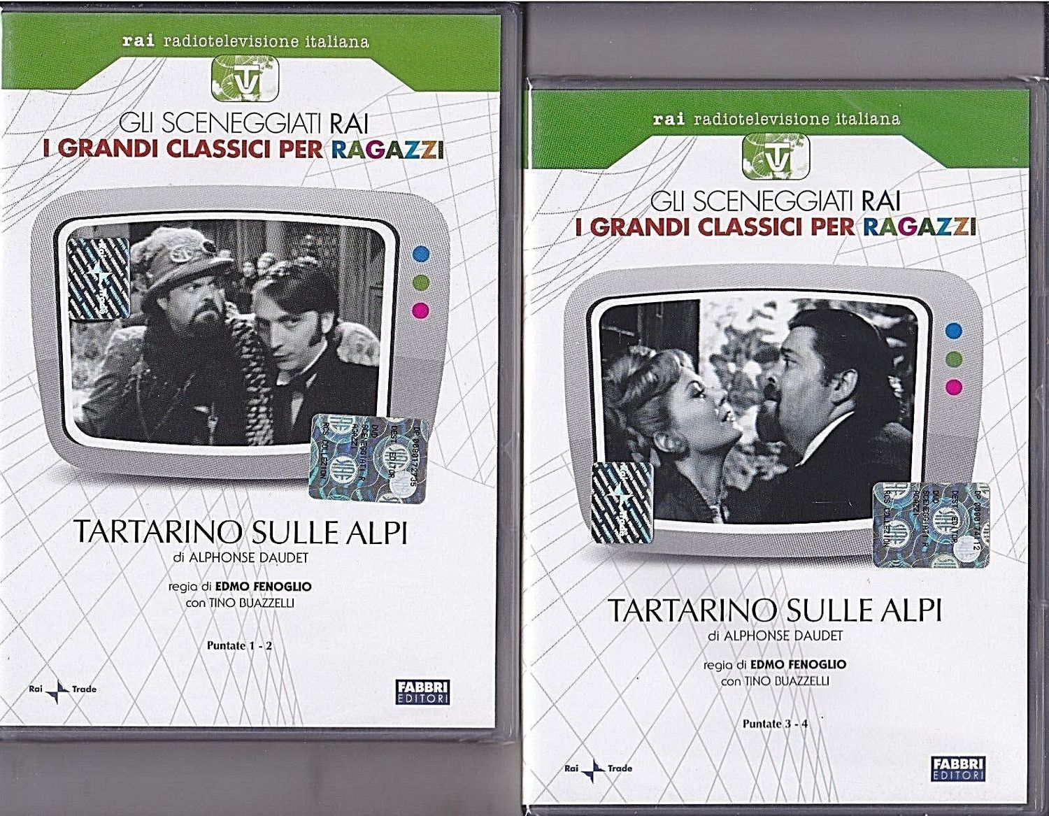 TeknoFilm - 2 DVD – Sceneggiati RAI: TARTARINO SULLE ALPI (Opera completa - 4 puntate) di Edmo Fenoglio (1968) - FABBRI EDITORI