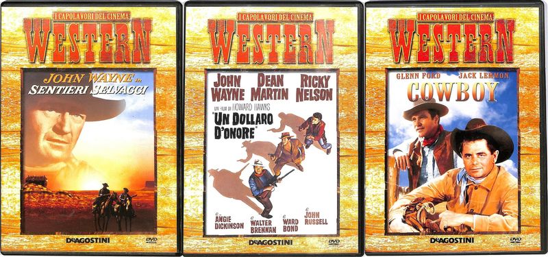 TeknoFilm - 3 DVD – WESTERN COLLECTION (SENTIERI SELVAGGI + UN DOLLARO D'ONORE + COWBOY) di John Ford, Haward Hawks e Hedmund H. North (1956-1958-1959) - INTESA SAN PAOLO TeknoFilm - 3 DVD – WESTERN COLLECTION (SENTIERI SELVAGGI + UN DOLLARO D'ONORE + COWBOY) di John Ford, Haward Hawks e Hedmund H. North (1956-1958-1959) - INTESA SAN PAOLO