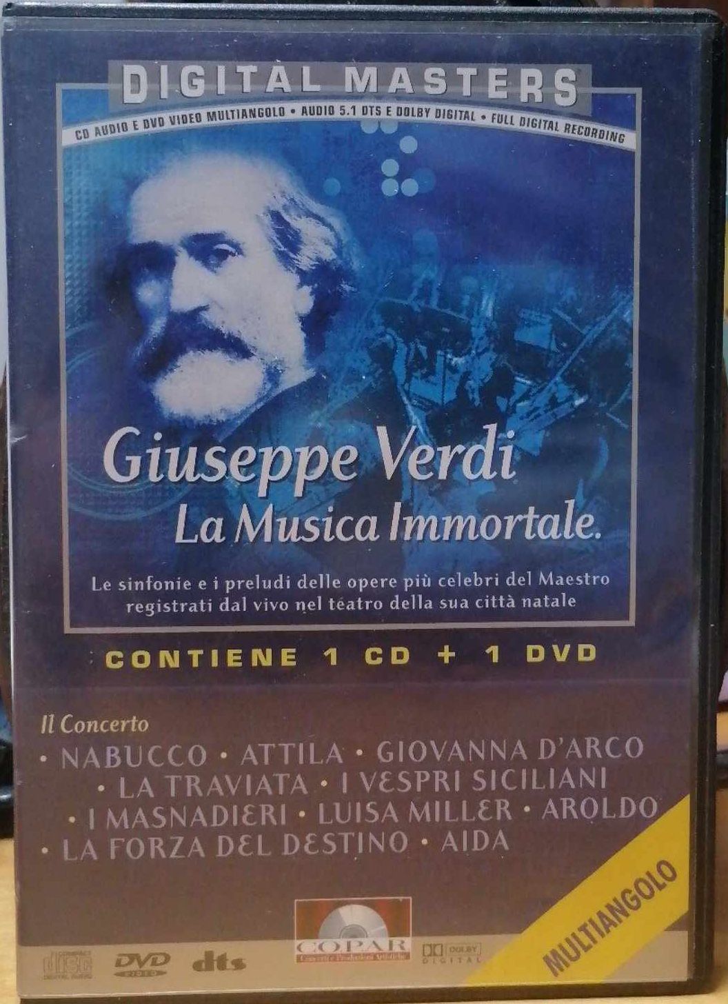 TeknoFilm - DVD + CD – Giuseppe Verdi: LA MUSICA IMMORTALE (Teatro Giuseppe Verdi di Busseto di Parma - Orchestra Sinfonica dell'Emilia Romagna) di A.A.V.V. (2001) - ALFADEDIS