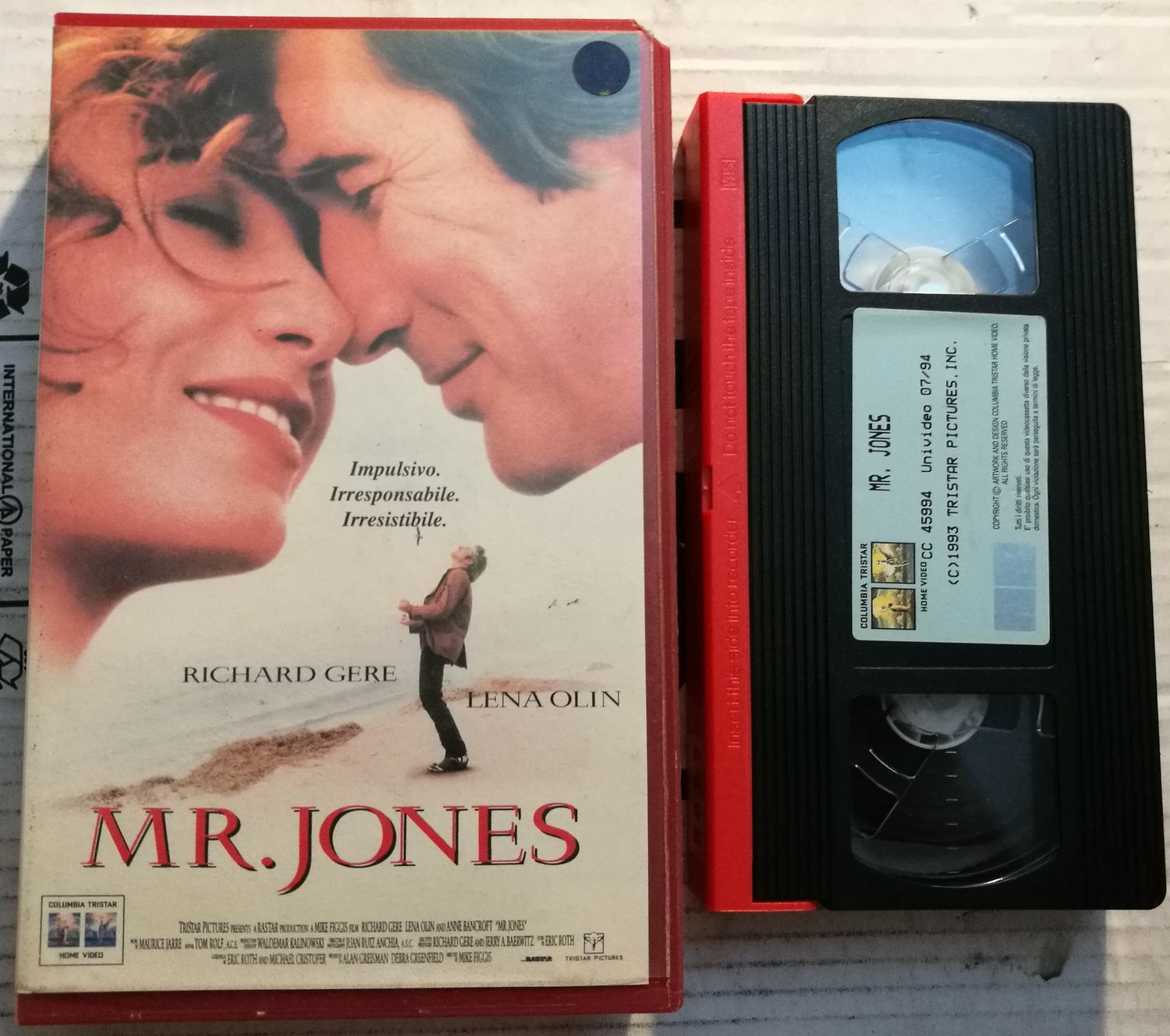 TeknoFilm - VHS – MR. JONES di Mike Figgis (1993) - COLUMBIA TRISTAR TeknoFilm - VHS – MR. JONES di Mike Figgis (1993) - COLUMBIA TRISTAR