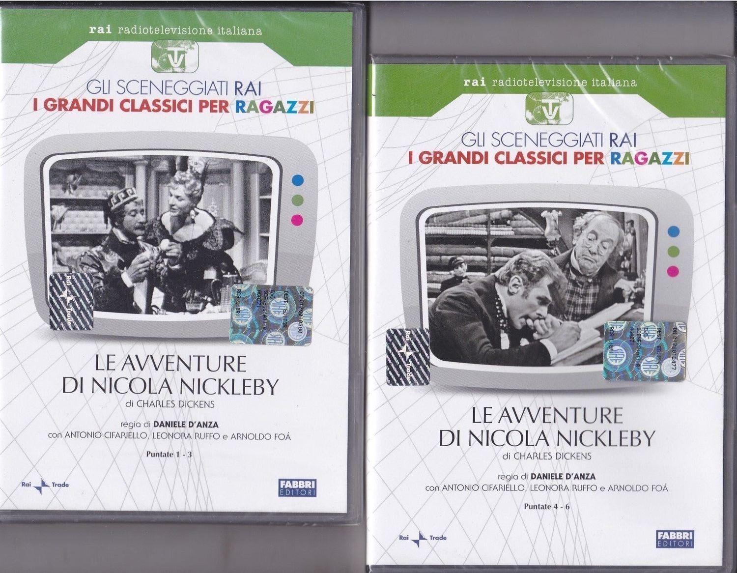 TeknoFilm - 2 DVD – Sceneggiati RAI: LE AVVENTURE DI NICOLA NICKLEBY (Opera completa - 6 puntate) di Daniele D'Anza (1958) - FABBRI EDITORI