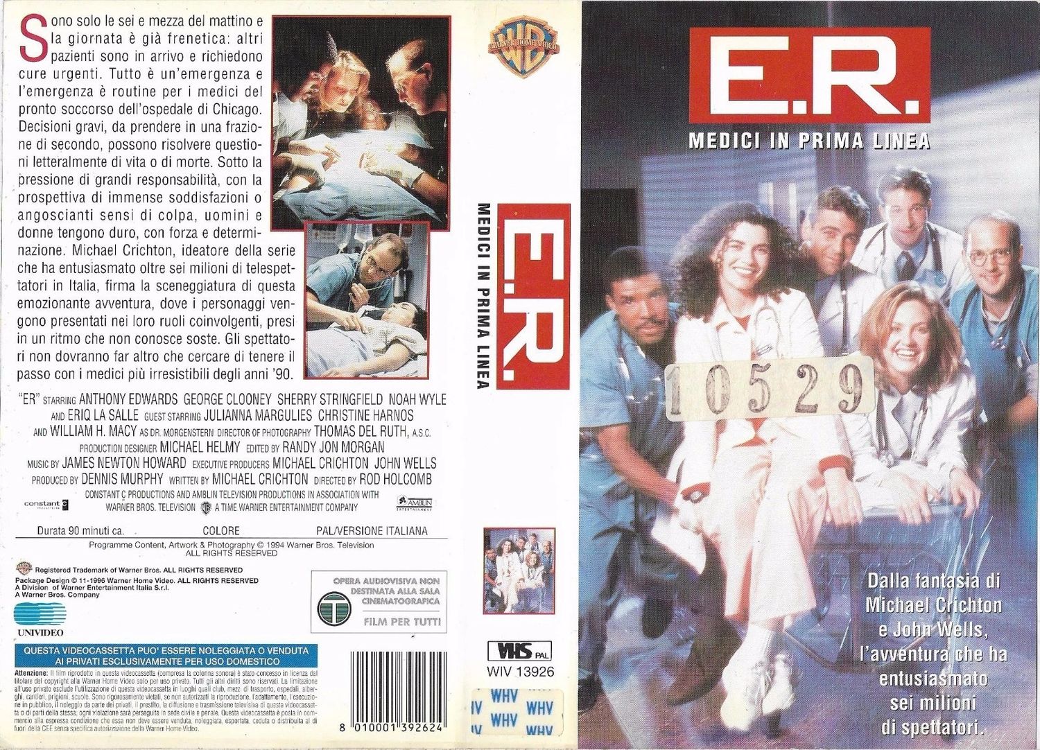 TeknoFilm - VHS - E. R. - MEDICI IN PRIMA LINEA di Rod Holcomb (1994) - WARNER BROS TeknoFilm - VHS - E. R. - MEDICI IN PRIMA LINEA di Rod Holcomb (1994) - WARNER BROS