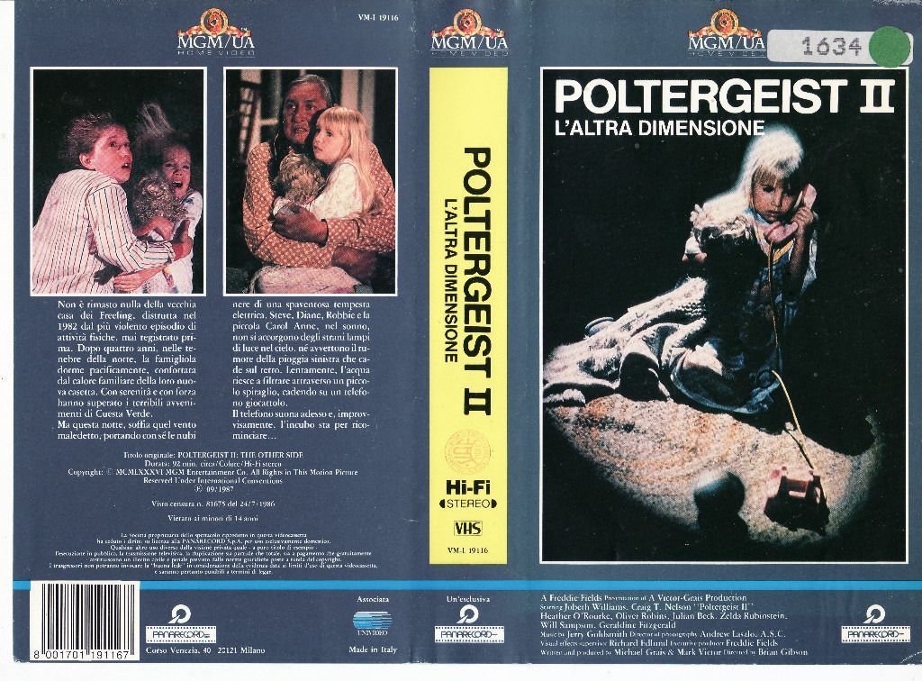 TeknoFilm - VHS – POLTERGEIST 2 - L'ALTRA DIMENSIONE di Brian Gibson (1986) - MGM TeknoFilm - VHS – POLTERGEIST 2 - L'ALTRA DIMENSIONE di Brian Gibson (1986) - MGM