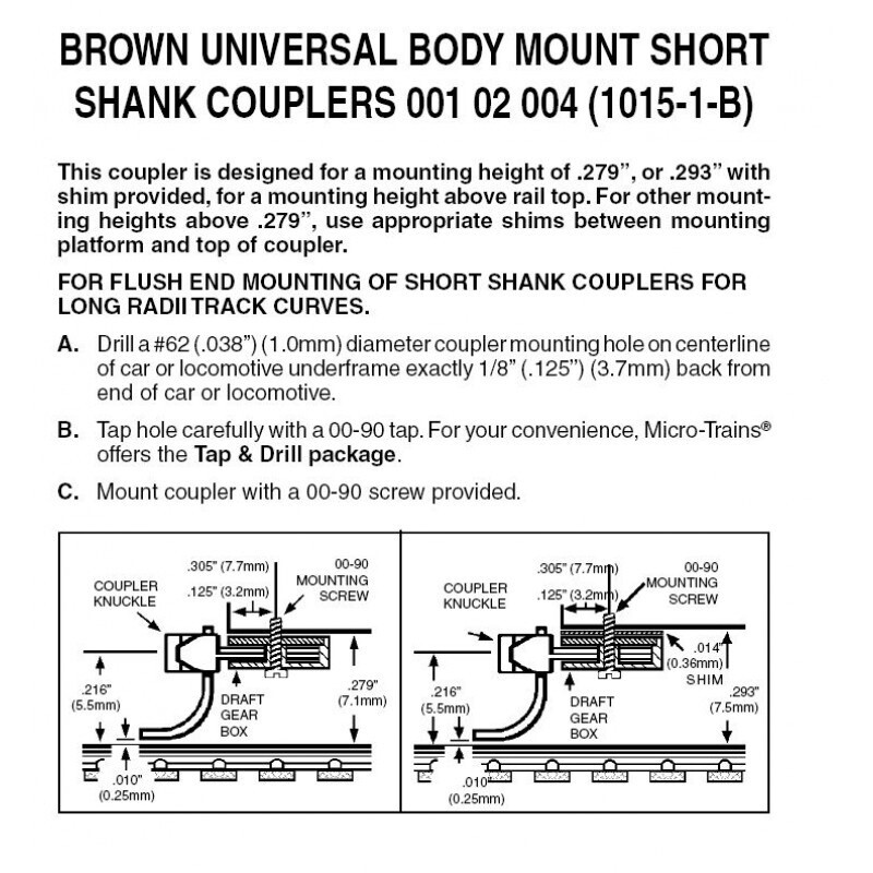 Micro-Trains 1015-1-B Brown Assembled Couplers 2 Pairs