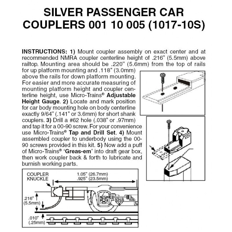 Micro-Trains 1017-10S Silver Assembled Passenger Car Trucks 10 Pairs