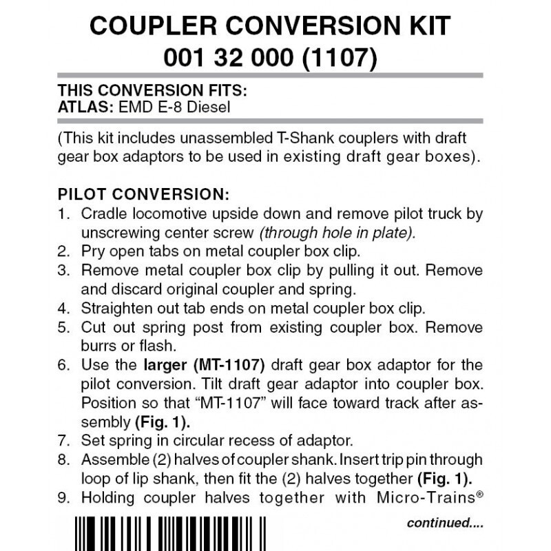 Micro-Trains 1107 Locomotive Coupler Conversion Kit