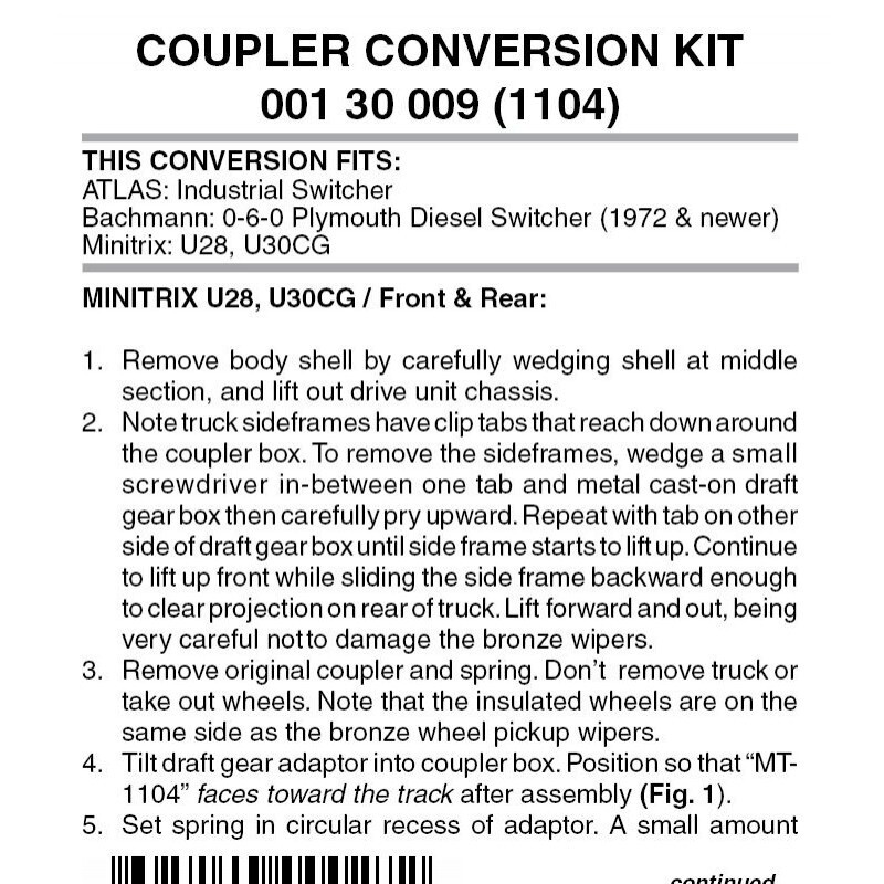 Micro-Trains 1104 Locomotive Coupler Conversion Kit