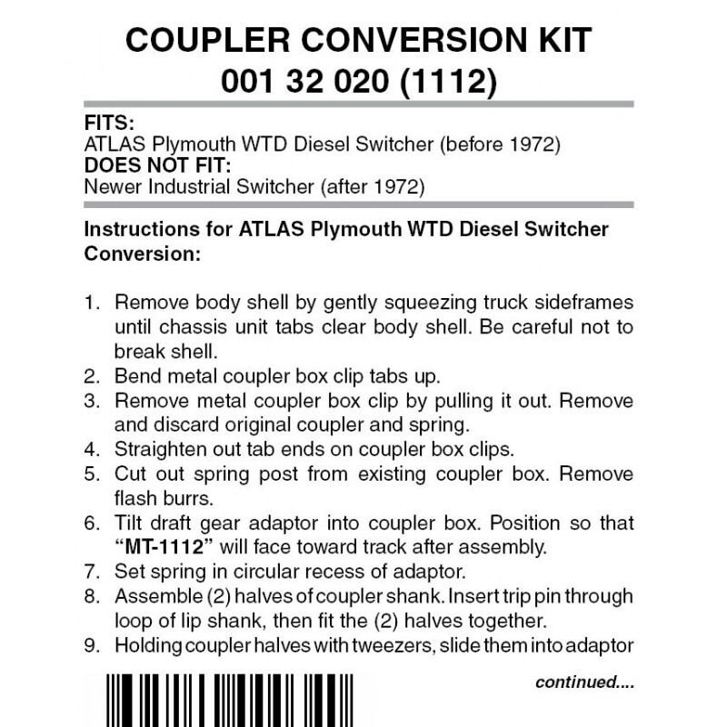 Micro-Trains 1112 Locomotive Coupler Conversion Kit