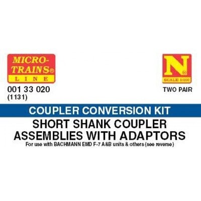 Micro-Trains 1131 Short Shank Coupler Assemblies with Adaptors