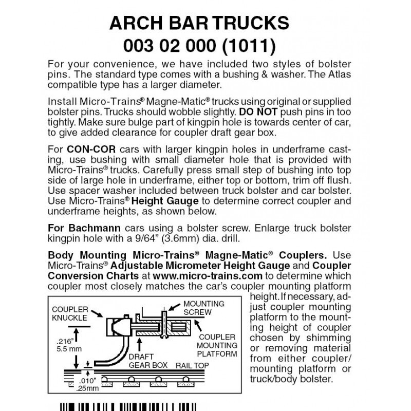 Micro-Trains 1011 Arch Bar Trucks w/o Couplers