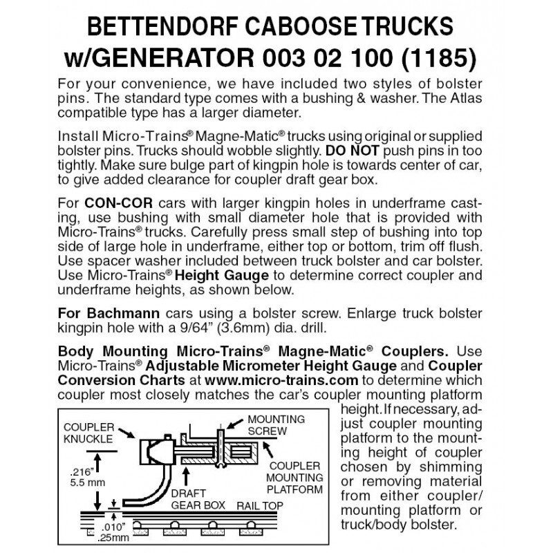 Micro-Trains 1185 Swing Motion Caboose Truck w/ Generator