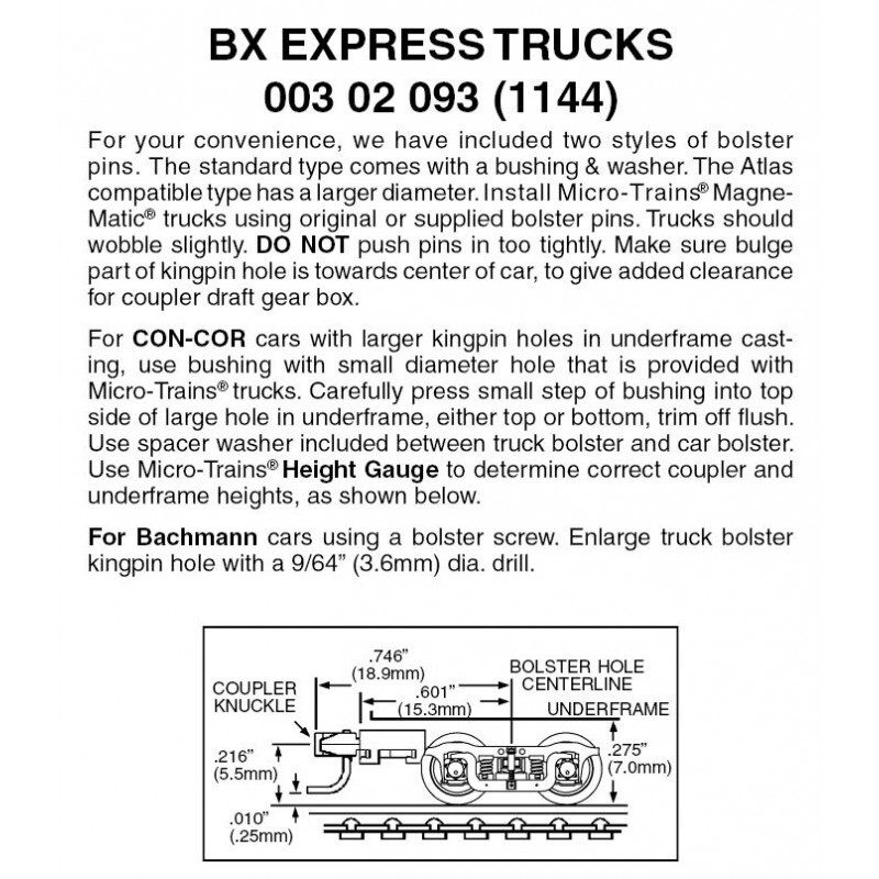 Micro-Trains 1144 BX Express Trucks w/ Med. Ext. Couplers