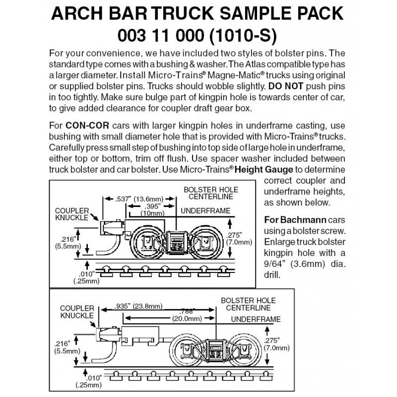Micro-Trains 1010S Arch Bar Truck Sample Pack