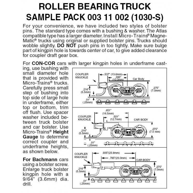 Micro-Trains 1030S Roller Bearing Truck Sample Pack