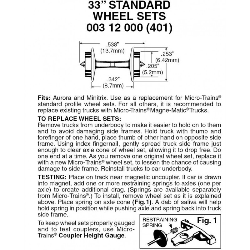 Micro-Trains 401 N 33&quot; Standard Wheelsets (48 Axles)