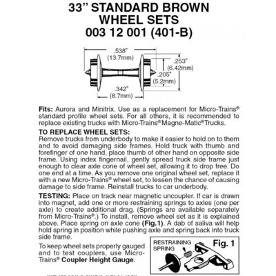Micro-Trains 401B N 33" Standard Brown Wheelsets