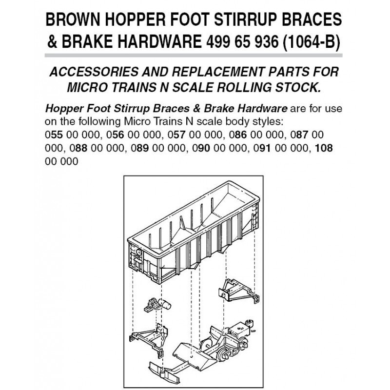 Micro-Trains 1064B N Hopper Foot Stirrup Braces &amp; Brake Hardware