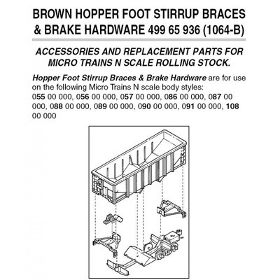 Micro-Trains 1064B N Hopper Foot Stirrup Braces &amp; Brake Hardware