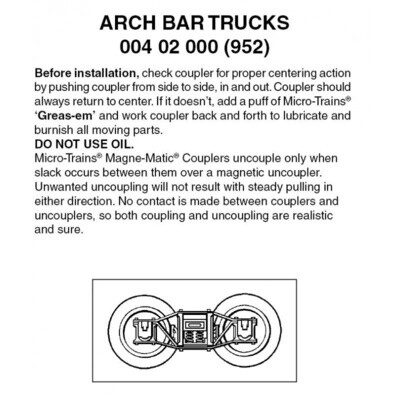 Micro-Trains 952 Z Arch Bar Trucks w/o Couplers