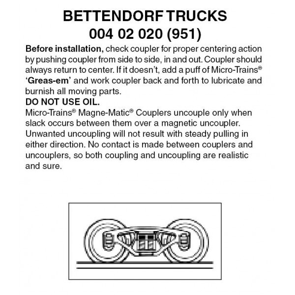 Micro-Trains 951 Z Bettendorf Trucks w/o Coupler