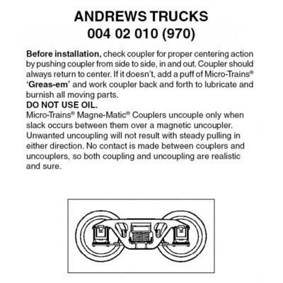 Micro-Trains 970 Z Andrews Trucks w/o Couplers