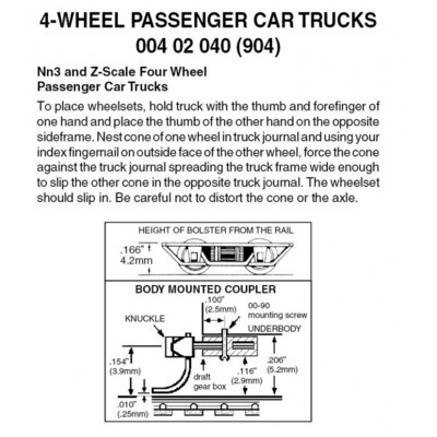 Micro-Trains 904 4-Wheel Passenger Car Trucks