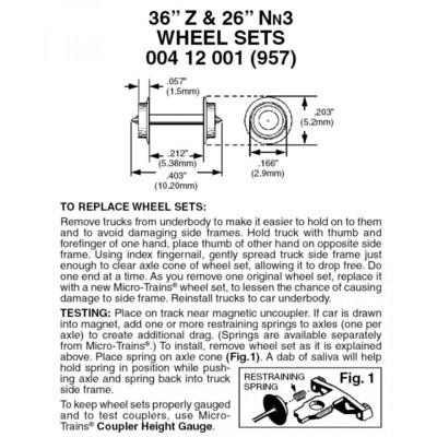 Micro-Trains 957 36&quot; Z &amp; 26&quot; Nn3 Wheelsets