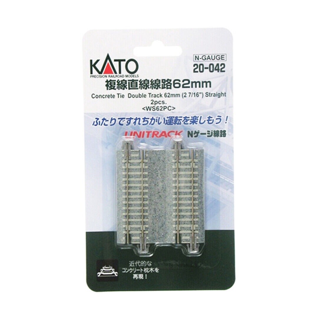 Kato N 20-042 Concrete Tie Double Track 62mm (2 7/16&quot;) Straight 2pcs