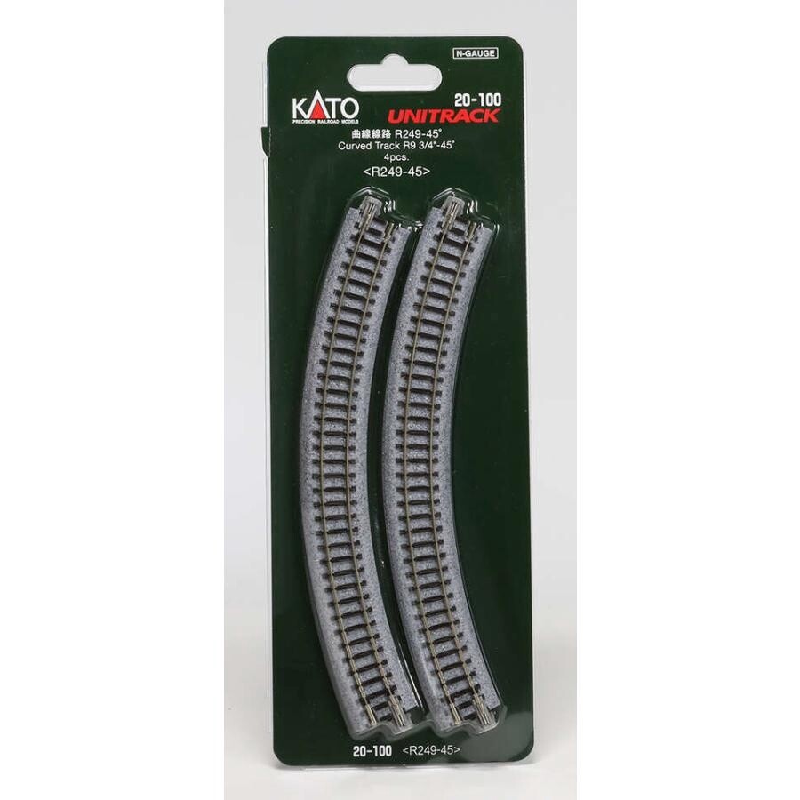 Kato N 20-100 249mm (9 3/4&quot;) Radius 45 Curve Track