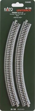 Kato N 20-120 315mm (12 3/8&quot;) Radius 45 Curve Track