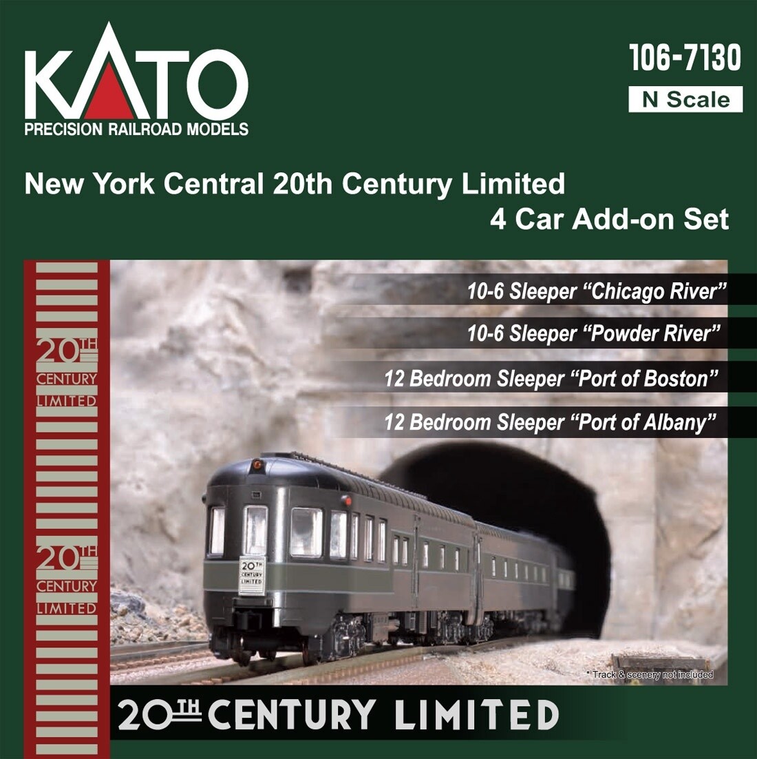 Kato N 106-7130 New York Central 20th Century Limited Lighted 4 Car Add on