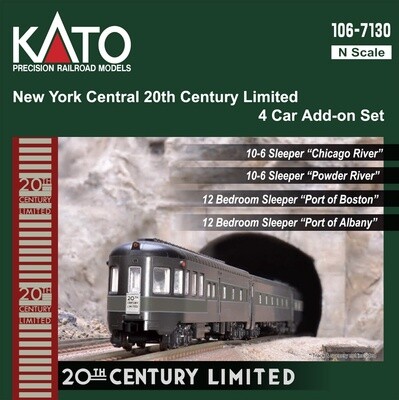 Kato N 106-7130 New York Central 20th Century Limited Lighted 4 Car Add on