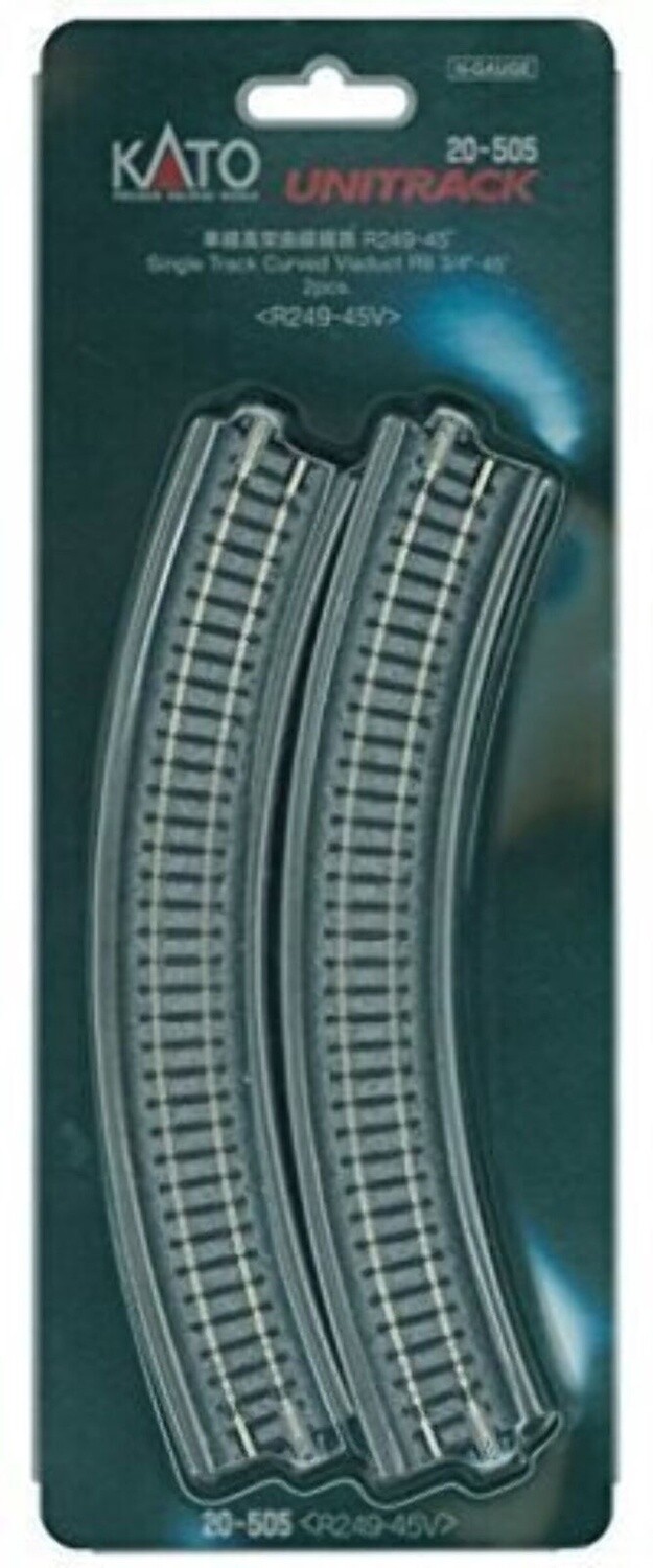 Kato N 20-505 Single Track Curved Viaduct R9 3/4&quot; - 45 Degree