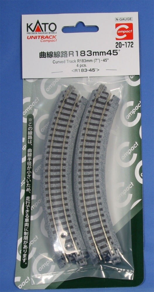 Kato N 20-172 Compact Curved Track R183mm (7&quot;) 45 Degree