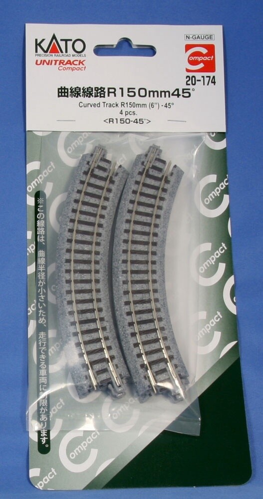 Kato N 20-174 Compact Curved Track R150mm (6&quot;) 45 Degree