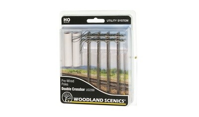WOO US2266 HO Double Crossbar Pre-Wired Poles