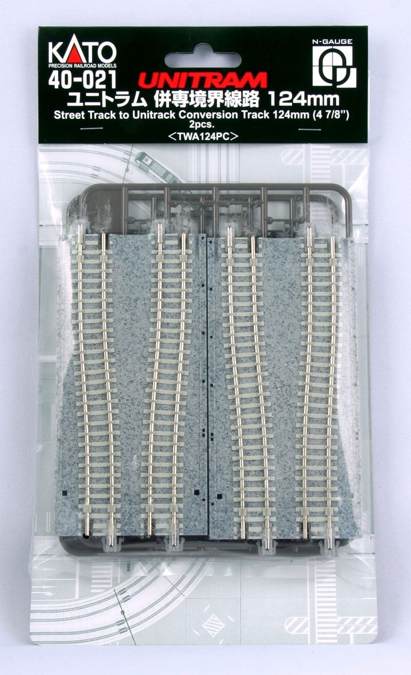Kato N 40-021 UniTram Street Track to Unitrack Conversion Track 124mm (4 7/8&quot;) 2pcs