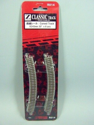 Rokuhan R014 Z Classic Curved Track R245mm 30 Degree x 6 Pieces