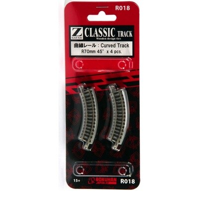 Rokuhan R018 Z Classic Curved Track R70MM 45 Degree x 4 Pieces