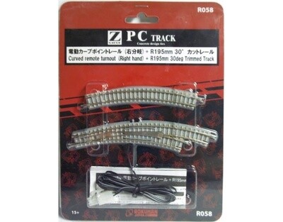 Rokuhan R058 Z PC Curved Remote Turnout (Right Hand)
