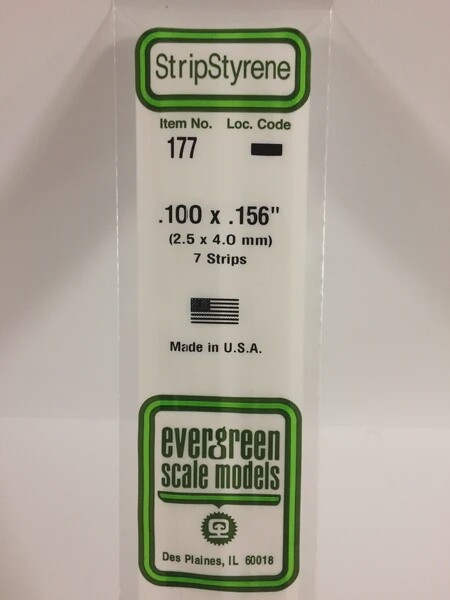 Evergreen 177 .100 x .156&quot; Polystyrene Strips 7-Pack